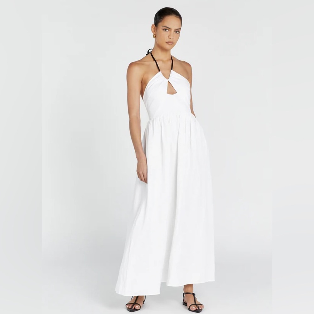 NWT DIISH ALYSSA WHITE HALTER LINEN DRESS - SZ US 6